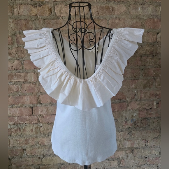 🕊 Maeve by Anthropologie Cream Ruffled Blouse - Picture 11 of 11